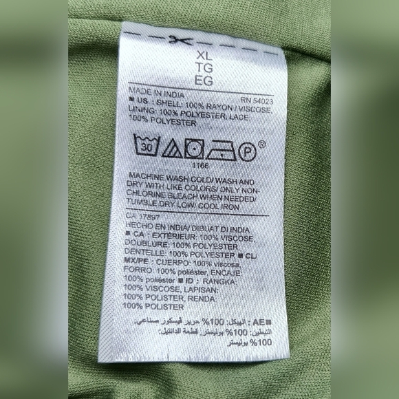 Old Navy Crochet Strap V Neck Olive Green Sleeveless Festival Shift Dress XL - Picture 6 of 7